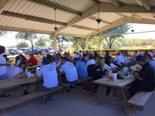 Pizza for the players after their round of golf.